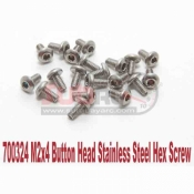 PN RACING, 700324 M2X4 BUTTON HEAD STAINLESS HEX MACHINE SCREW
