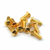 YEAH RACING, SHP-308GD 12.9 GRADE STEEL 24K GOLD COATED SCRE 3X8MM HEX SOCKET BUTTON 10PCS