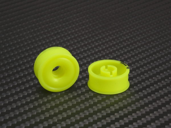 MR2089F0 PN Racing Mini-Z 2WD Machine Delrin Cut Yellow Formula 8.5x20mm Flanged Wheel F0 - Image 2