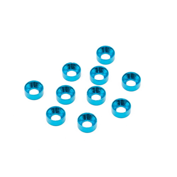 YA-0656BU Yeah Racing Aluminum M3 Flat Head Countersunk Washer Blue 10 pcs