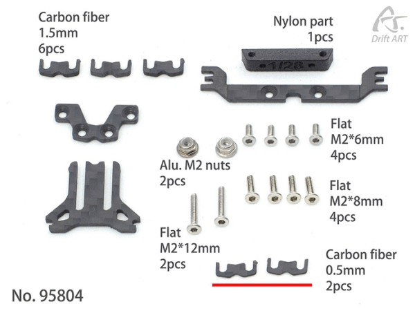 95804 1/28 CARBON BODY MOUNT SET DRIFT ART DA3S 3 [ DRIFTART ] - Image 2