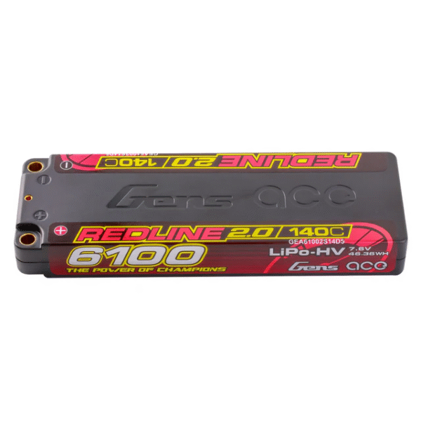 GEA61002S14D5 Gens ace Redline 2.0 Series 6100mAh 2S 7.6V 140C HardCase HV Lipo Battery Pack with Hardcase 56#