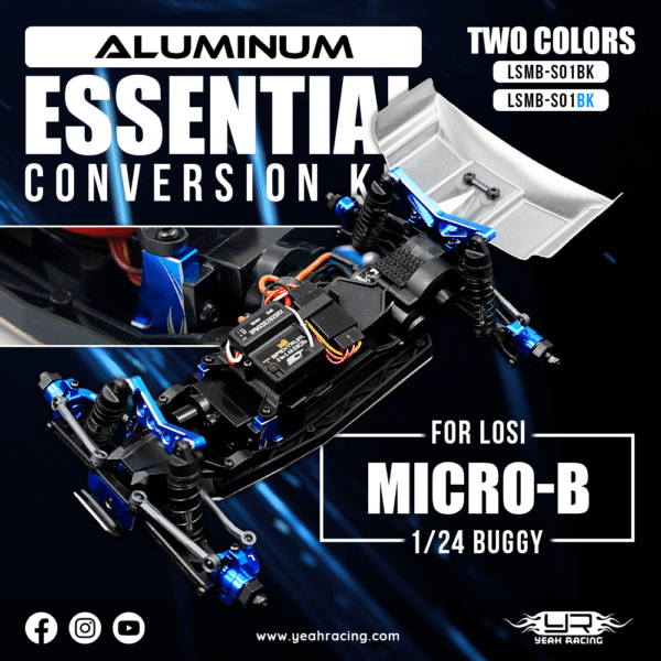 LSMB-S01DB Yeah Racing Aluminum Essential Conversion Kit For Losi 1/24 Micro-B 2WD Buggy / 1/28 Micro-T Truck - Image 7