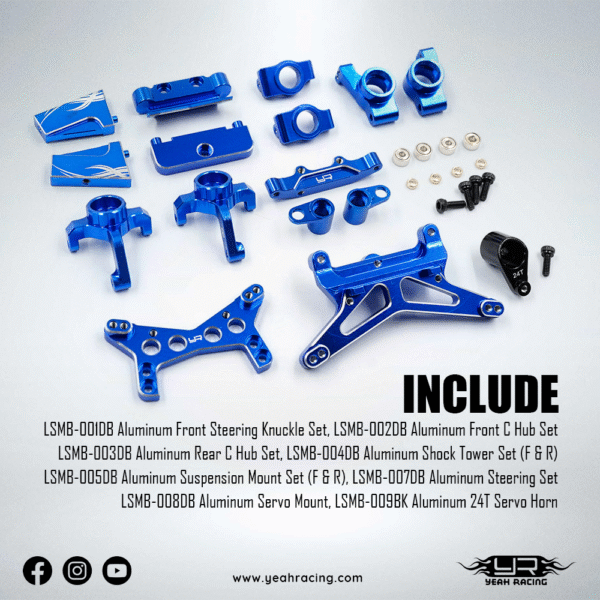 LSMB-S01DB Yeah Racing Aluminum Essential Conversion Kit For Losi 1/24 Micro-B 2WD Buggy / 1/28 Micro-T Truck - Image 9