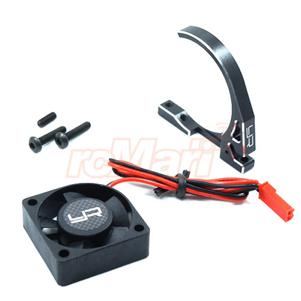 YA-0525BK Yeah Racing Aluminum 7075 Fan Mount w/ 30mm Tornado Fan for 540 Motor Black - Image 2