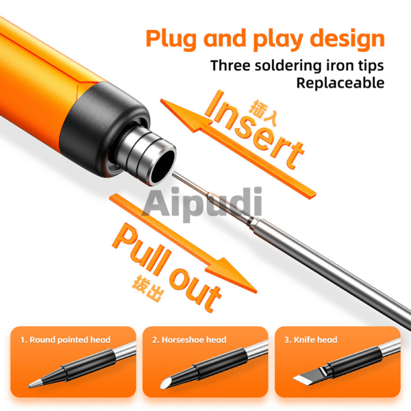 SBRC-TL021 USB Rechargeable Portable Cordless Soldering Iron Kit Digital Display Adjustable Temperature Soldering Pen with 5 Heat Functions - Image 4