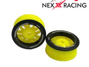 NXUSA-EVOAWD-F0 Nexx Racing “JUD” threaded carbon-fiber reinforced EVO AWD Flanged Front Wheels (2) pcs for Mini-Z (YELLOW)