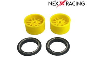 NXUSA-EVOAWD-R0 Nexx Racing “JUD” threaded carbon-fiber reinforced EVO AWD Flanged Rear Wheels (2) pcs for Mini-Z (YELLOW)