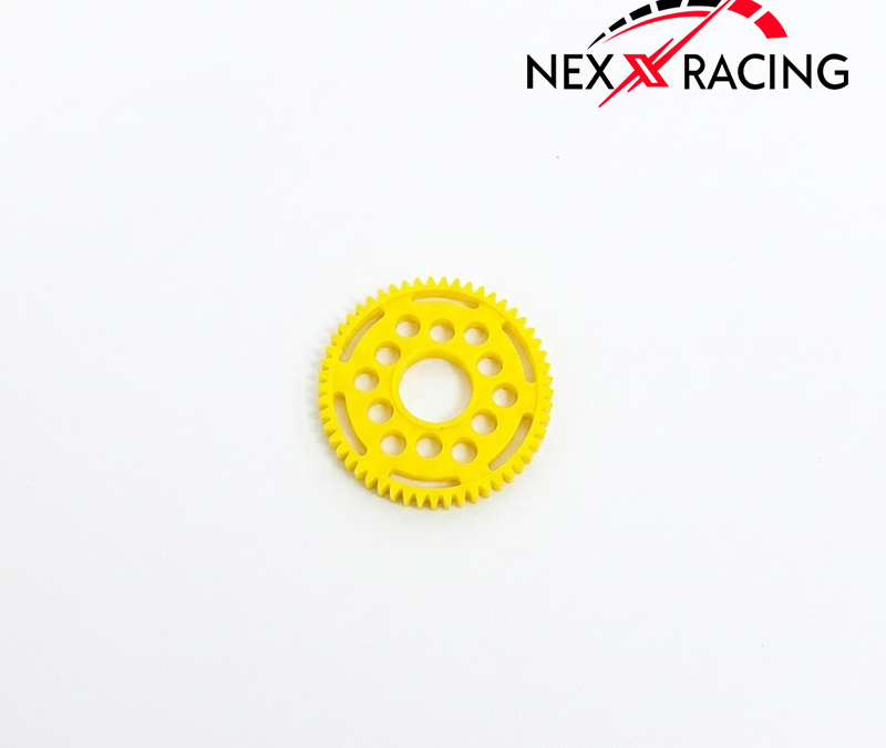 NXUSA-226-12HDBP Nexx Racing 53T 64P 12-Ball Spur Gear – Heavy Duty Ball Plate, Delrin (Yellow)