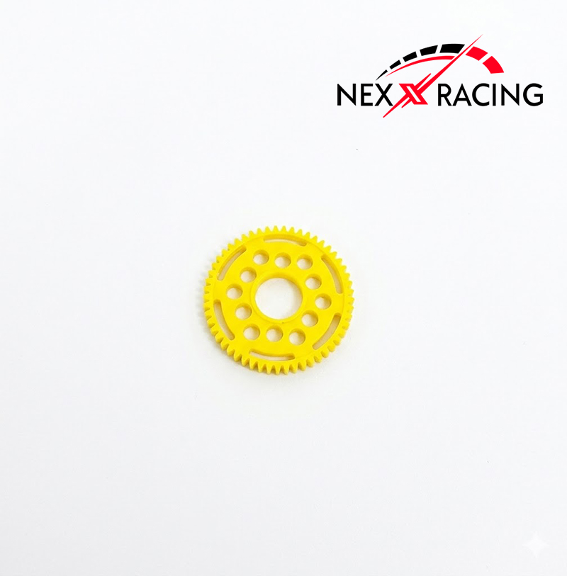 NXUSA-226-12HDBP Nexx Racing 53T 64P 12-Ball Spur Gear – Heavy Duty Ball Plate, Delrin (Yellow)